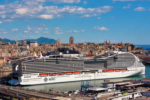 Nave Crociera Msc World Europa Nel Porto Genova Aprile 2023 — Foto Stock