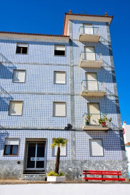 Tavira algarve Portekiz 'de seramikleri (azulejos) olan karakteristik ev