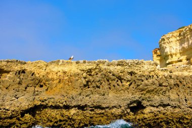 The Algarve Rocks Formation is a unique and stunning natural wonder located in the coastal town of Porches Portugal clipart