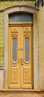 typical houses decorated with tiles (azulejos) in olhao algarve portugal