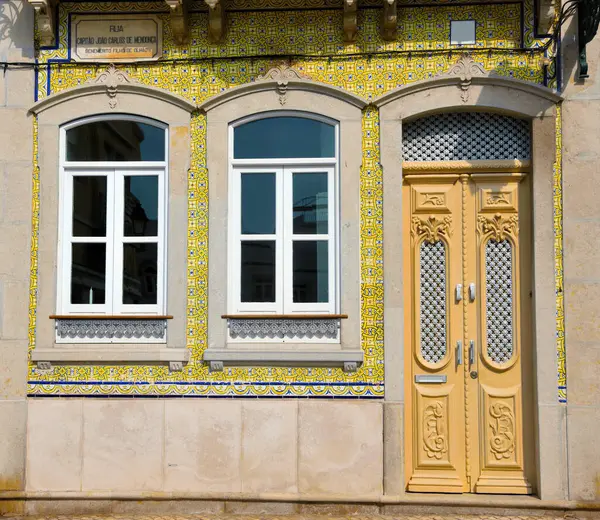 typical houses decorated with tiles (azulejos) in olhao algarve portugal