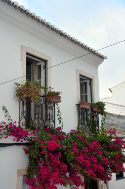 Silves Algarve Portuga 'nın tarihi merkezinde tipik evler