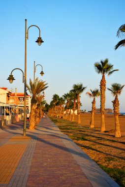 Deniz kenarında gezinti ve Bolnuevo Murcia İspanya plajı.