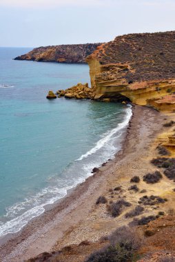 Bolnuevo Mazarron Murcia İspanya 'nın kıyısında. 