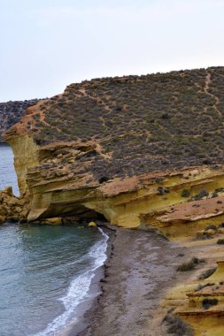 Bolnuevo Mazarron Murcia İspanya 'nın kıyısında. 