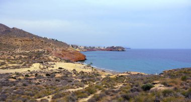 Bolnuevo Mazarron Murcia İspanya 'nın kıyısında. 