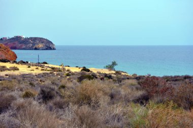 Bolnuevo Mazarron Murcia İspanya 'nın kıyısında. 