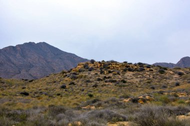 Bolnuevo Mazarron Murcia İspanya 'daki sahil manzarası