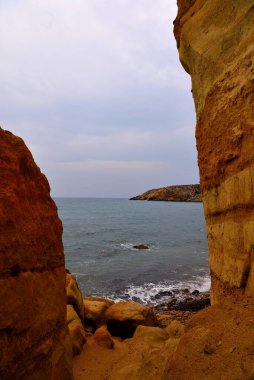 Bolnuevo Mazarron Murcia İspanya 'nın kıyısında.
