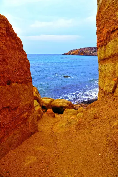 Bolnuevo Mazarron Murcia İspanya 'nın kıyısında.