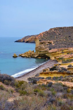 Bolnuevo Mazarron Murcia İspanya 'nın kıyısında.