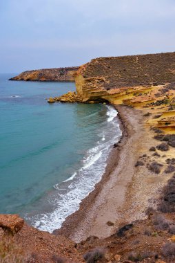 Bolnuevo Mazarron Murcia İspanya 'nın kıyısında.