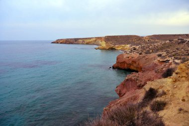 Bolnuevo Mazarron Murcia İspanya 'nın kıyısında.