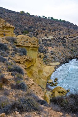 Bolnuevo Mazarron Murcia İspanya 'nın kıyısında.