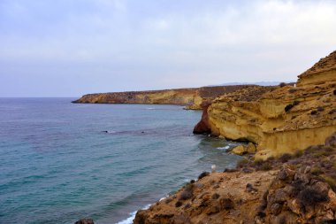 Bolnuevo Mazarron Murcia İspanya 'nın kıyısında.