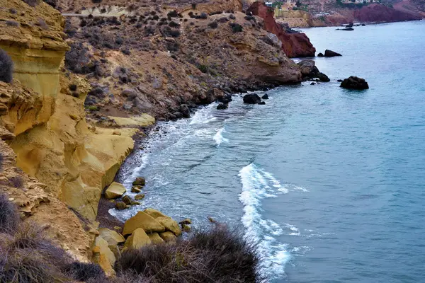 Bolnuevo Mazarron Murcia İspanya 'nın kıyısında.