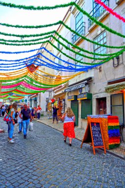 Festas de Lisboa 'nın tipik süslemeleri, özellikle de 26 Mayıs 2025 Lizbon Portekiz' in koruyucu azizi Aziz Anthony 'nin onuruna düzenlenen kutlamalar.
