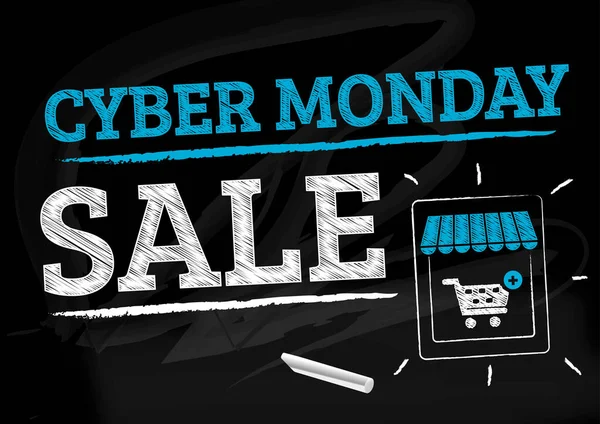 Cyber Monday Sale Concept Banner Chalkboard Style Advertising Advertisement Sales — Stock Vector