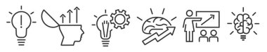 Icon Set of invention, knowledge and brainstorming - Vector Illustration -  Editable Thin Line Icons Collection on white Background for Web and Print