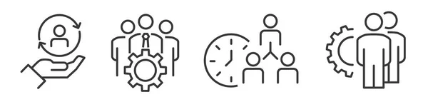 Set Business Meeting Teamwork Vector Line Icons Editable Stroke White — 图库矢量图片