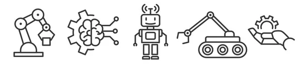 Icona Set Robotica Automazione Illustrazione Vettoriale Editable Thin Line Icons — Vettoriale Stock