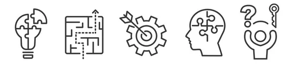 Піктограма Набір Вирішення Проблем Векторна Ілюстрація Збірка Піктограм Тонкої Лінії — стоковий вектор