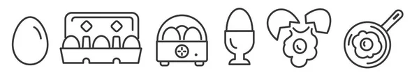 Icono Conjunto Diferentes Huevos Métodos Cocción Utensilio Cocina Ilustración Vectorial — Vector de stock