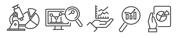 Symboly Osnovy Znaky Analýzy Dat Upravitelná Kolekce Vektorových Tenkých Čar — Stockový vektor