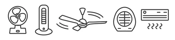 Set Iconos Aire Acondicionado Refrigeración Por Aire Ventilador Ilustración Vectorial — Vector de stock