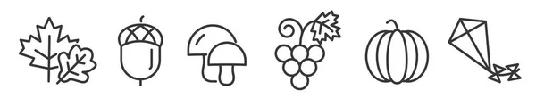 Sada Sezónních Podzimních Symbolů Ikon Vektorové Ilustrace Upravitelná Kolekce Ikon — Stockový vektor