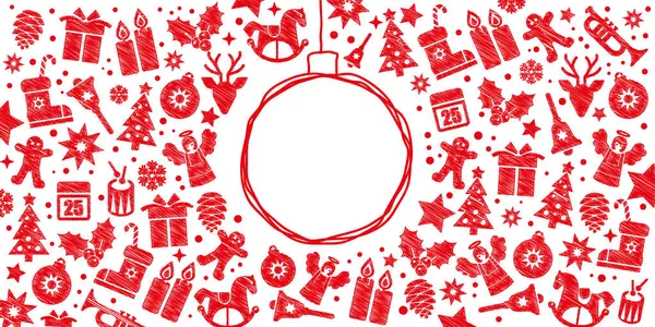 Noel Dekoratif Kış Tasarımı Beyaz Arkaplanda Noel Sembolleriyle Vektör Illüstrasyonuname Telifsiz Stok Vektörler