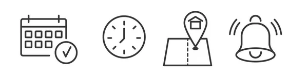 Icon Set Von Ort Zeit Datum Und Benachrichtigung Vektorillustration Editierbare — Stockvektor