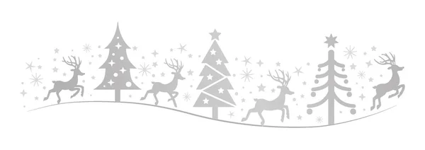 German Christmas Card Winter Forest Reindeers — Stock Vector