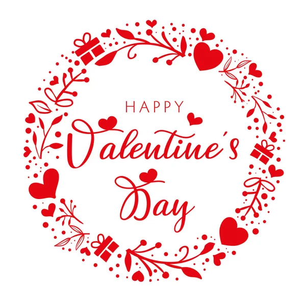 Открытки День Святого Валентина Венок День Святого Валентина Рисунком Сердца — стоковый вектор