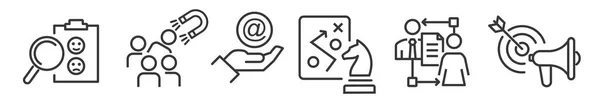 Ikona Zestaw Zarządzania Relacjami Klientami Crm Ilustracja Wektorowa Edytowalne Ikony Grafika Wektorowa