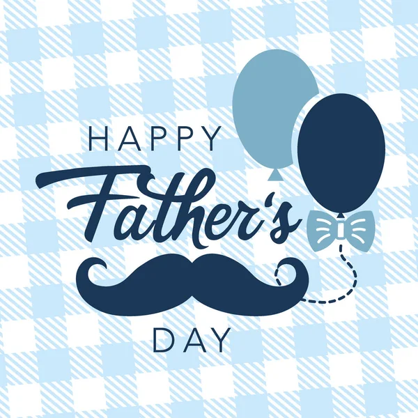 Vatertags Grußkarte Mit Fliege Und Luftballons Auf Kariertem Hintergrund Vatertag Stockillustration