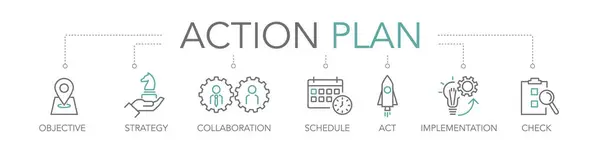 Action Plan Concept Keywords Editable Thin Line Vector Icons Two Vectores De Stock Sin Royalties Gratis