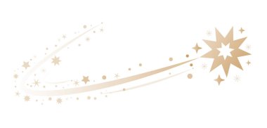 Christmas star with golden tail - vector illustration banner isolated on white background clipart