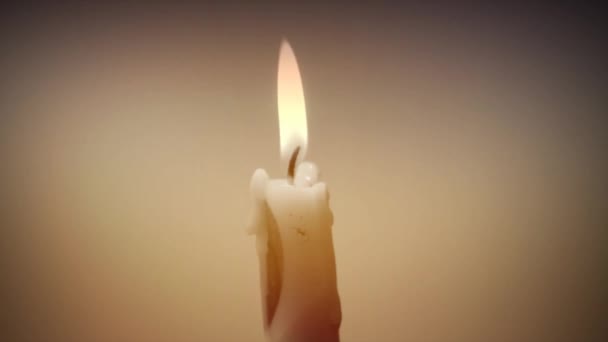 Attributes Religion Holidays Candle Burns Yellow Background — Vídeo de stock