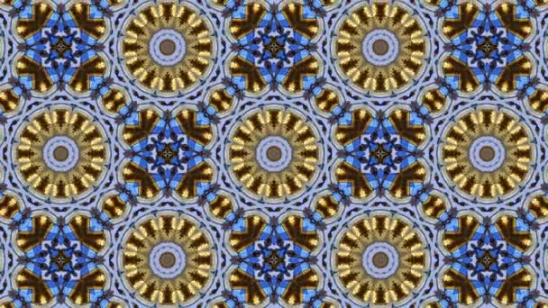 Kaleidoscope Animation Vibrating Floral Blue Background Kaleidoscope High Quality Fullhd — Stock Video