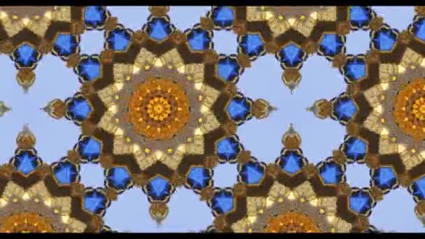 Kaleidoscope Animation Vibrating Floral Blue Background Kaleidoscope — Stock Video