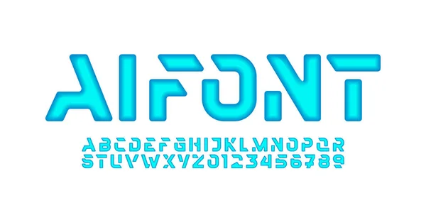 Tech Techno Blue Αλφάβητο Γραμματοσειρά Τεχνολογία Τυπογραφίας Για Σχέδιά Σας — Διανυσματικό Αρχείο