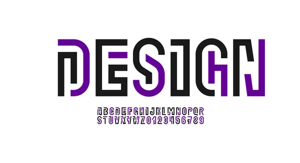 Digitaal Lettertype Alfabet Uit Segment Lijn Minimale Technologie Stijl Letters — Stockvector