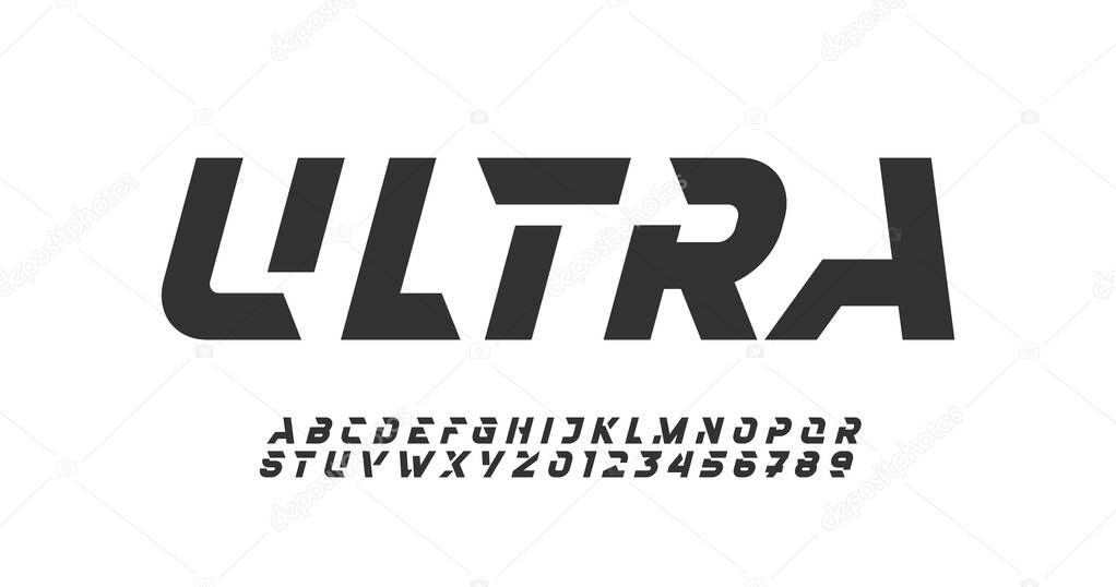 Abstract tech alphabet italic font, for your designs logo or brand name, vector illustration 10EPS