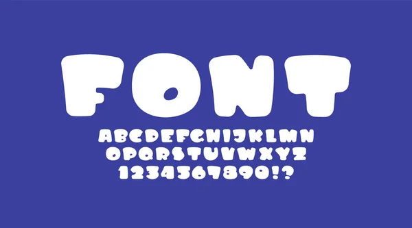 Afgerond Lettertype Stripstijl Trendy Cartoon Alfabet Vette Witte Letters Cijfers — Stockvector