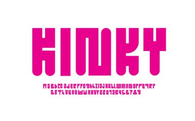 Tasarım logonuz veya marka adınız için soyut alfabe yazı tipi, sanat tipografi harfleri ve numaralar, vektör illüstrasyonu 10EPS