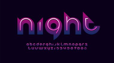 Dijital yazı tipi, modaya uygun modern alfabe, harfler ve sayılar, vektör illüstrasyonu 10EPS