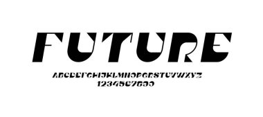 Moda siyah yazı tipi, zarif modern alfabe, italik harfler ve sayılar, vektör illüstrasyonu 10EPS