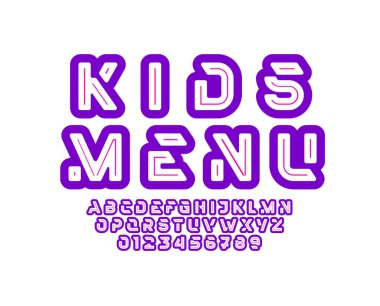 Soyut çocuk alfabesi yazı tipi, çocuk tipografisi, vektör illüstrasyonu 10EPS