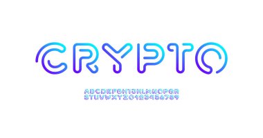 Dijital biçim alfabesi, segment yuvarlak satırından yazı tipi, minimal doğrusal biçim harfleri ve sayılar, bölüm üç, vektör illüstrasyonu 10EPS